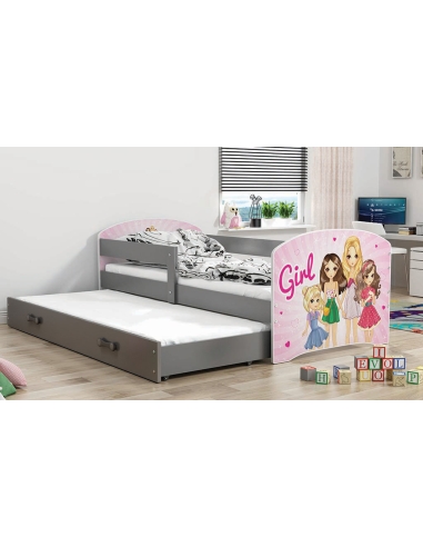 Vaikiška lova LUKAS GIRLS - pilka, dvivietė, 160x80cm