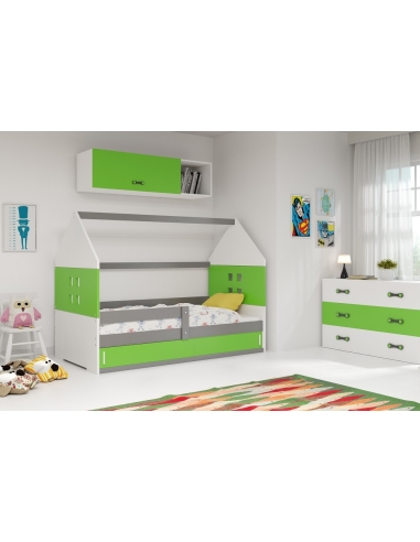 Bed For Children HOUSE 1 - Grafit-White-Green, 160x80cm