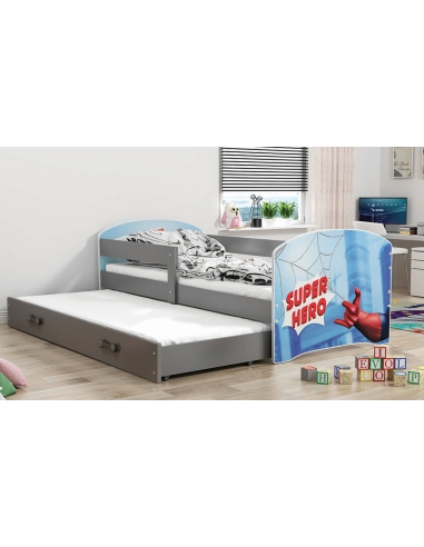 Bed For Children LUKAS SUPER HERO - Grafit, Double, 160x80cm