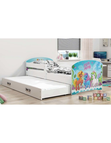 Bed For Children LUKAS CUTE PONY - White, Double, 160x80cm