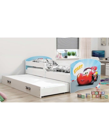 Vaikiška lova LUKAS CAR - balta, dvivietė, 160x80cm