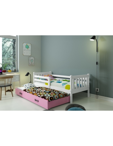 Vaikiška lova CARINO - balta-rožinė, dvivietė, 190x80cm