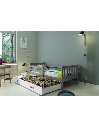 Vaikiška lova CARINO - pilka-balta, dvivietė, 190x80cm