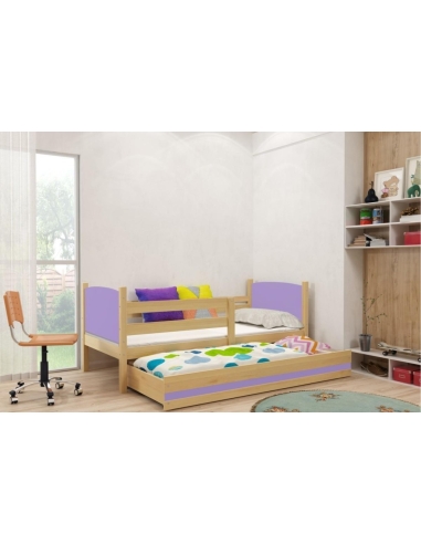 Vaikiška lova TAMI - pušis-violetinė, dvivietė, 190x80cm