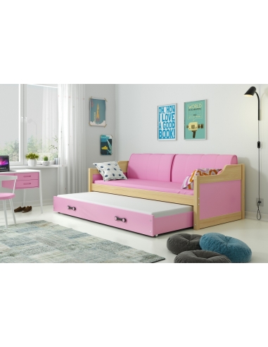 Vaikiška lova DOVYDAS - pušis-rožinė, dvivietė