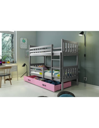 Bunk Bed For Children CARINO - Grafit-Pink, 190x80cm