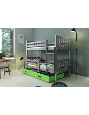 Bunk Bed For Children CARINO - Grafit-Green, 190x80cm