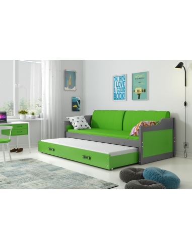 Vaikiška lova DOVYDAS - pilka-žalia, dvivietė