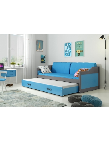 Vaikiška lova DOVYDAS - pilka-mėlyna, dvivietė
