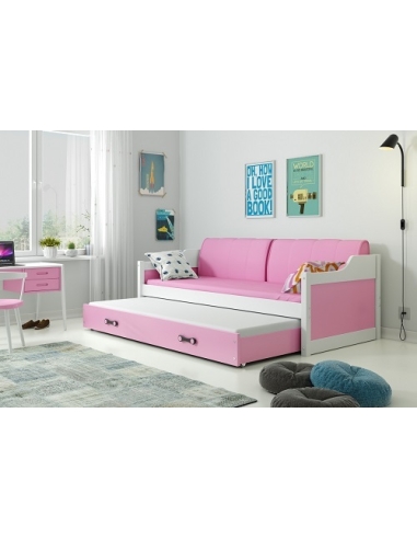 Vaikiška lova DOVYDAS - balta-rožinė, dvivietė