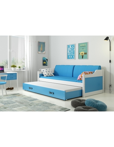 Vaikiška lova DOVYDAS - balta-mėlyna, dvivietė