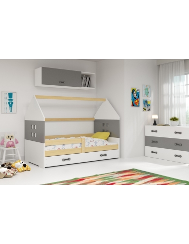 Bed For Children HOUSE - Pine-White-Grafit, 160x80cm