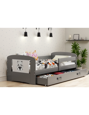 Vaikiška lova FILIPAS CAT - pilka, viengulė, 160x80cm