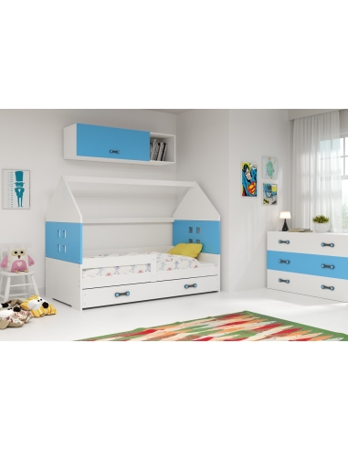 Bed For Children HOUSE - White-Blue, Single, 160x80cm