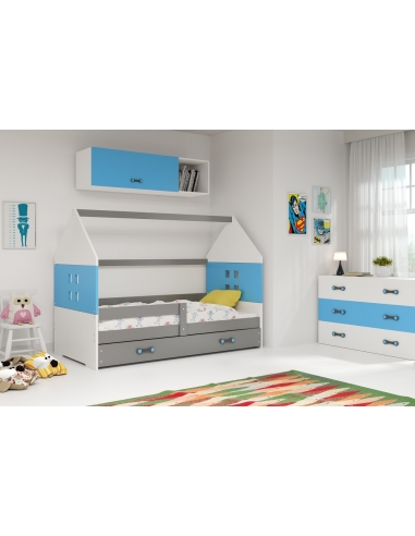 Bed For Children HOUSE - Grafit-White-Blue, Single, 160x80cm
