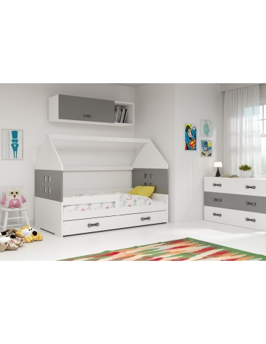 Bed For Children HOUSE - Grey-White, Single, 160x80cm