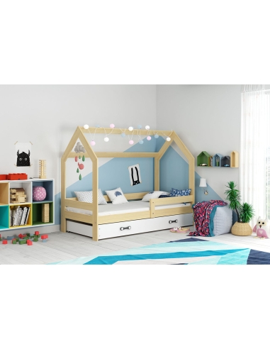 Bed For Children HOUSE - Pine-White, Single, 160x80cm