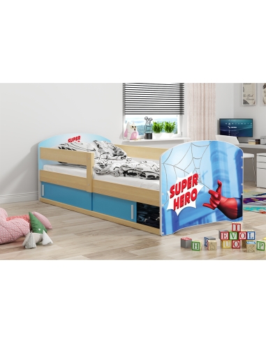 Bed For Children LUKAS 1 SUPER HERO - Pine, Single, 160x80cm