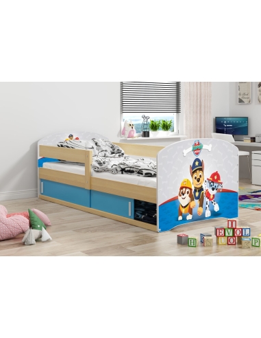 Bed For Children LUKAS 1 DOGS - Pine, Single, 160x80cm