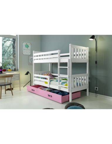 Bunk Bed For Children CARINO - White-Pink, 190x80cm