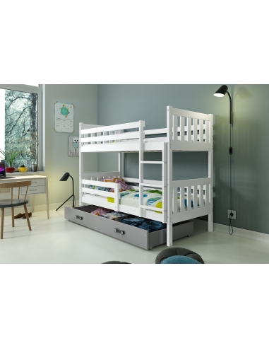 Bunk Bed For Children CARINO - White-Grey, 190x80cm