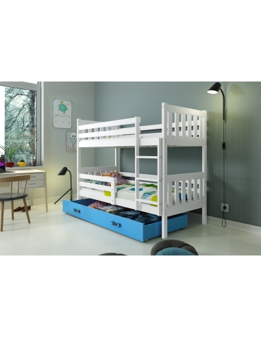 Bunk Bed For Children CARINO - White-Blue, 190x80cm