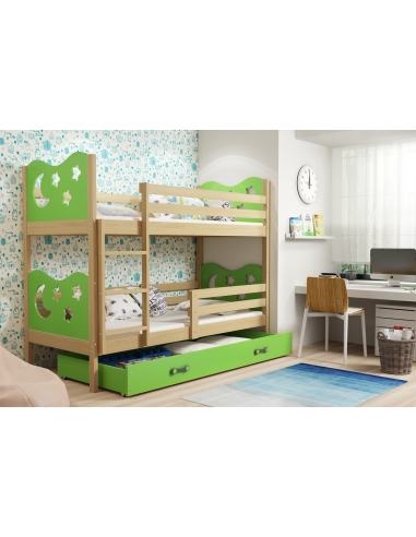 Bunk Bed For Children MIKO - Pine-Green, 200x90cm