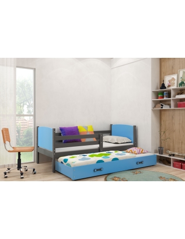 Vaikiška lova TAMI - pilka-mėlyna, dvivietė, 190x80cm
