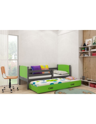 Vaikiška lova TAMI - pilka-žalia, dvivietė, 190x80cm