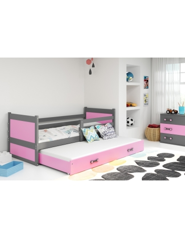 Vaikiška lova RICO - pilka-rožinė, dvivietė
