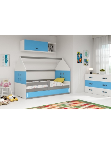 Bed For Children HOUSE 1 - Grafit-White-Blue, 160x80cm