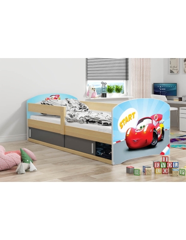 Bed For Children LUKAS 1 CAR - Pine, Single, 160x80cm