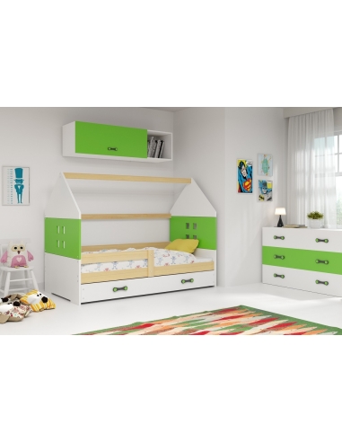 Bed For Children HOUSE - Pine-White-Green, 160x80cm