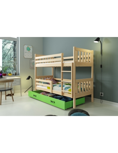 Bunk Bed For Children CARINO - Pine-Green, 190x80cm