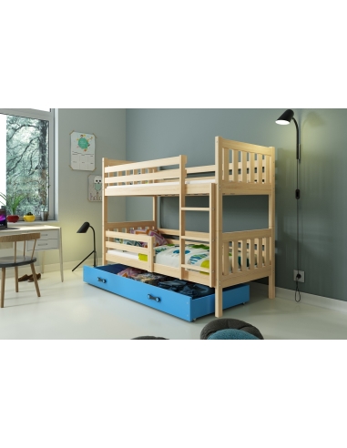 Bunk Bed For Children CARINO - Pine-Blue, 190x80cm