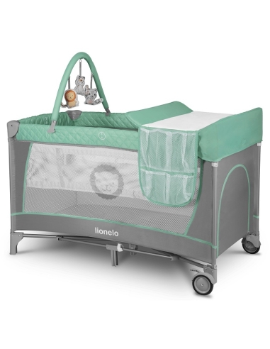 Travel Bed Lionelo Flower 2in1 Turquoise