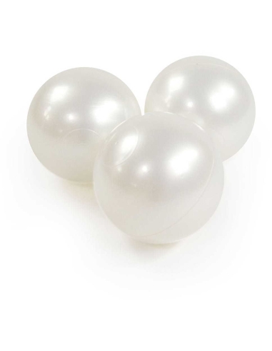 Plastikinių kamuoliukų rinkinys MeowBaby, 50vnt., perlamutriniai balti