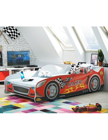 Bed for Children AUTOMOBILIS - Red, Single, 160x80cm