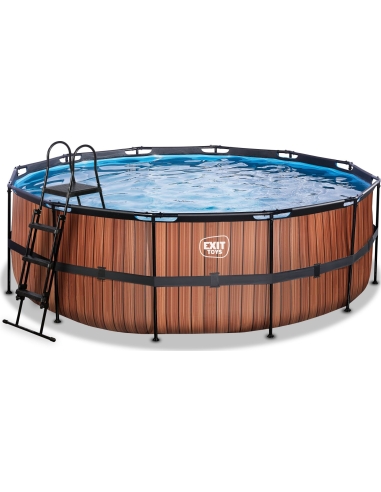 EXIT Wood pool ø427x122cm with sand filter pump - brown