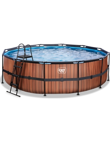 EXIT Wood pool ø488x122cm with filter pump - brown