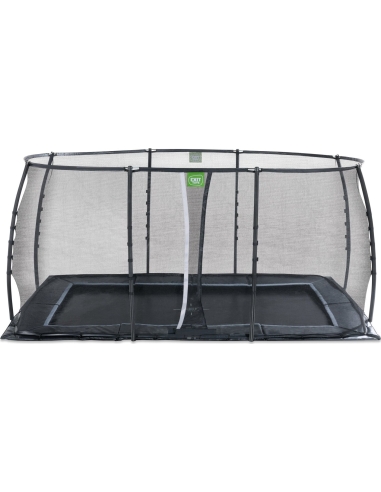 EXIT Dynamic ground level trampoline 244x427cm with safety net - black