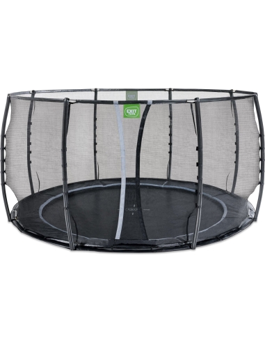 EXIT Dynamic ground level trampoline ø427cm with safety net - black