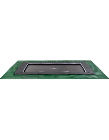 EXIT Dynamic ground level trampoline 244x427cm with Freezone safety tiles - black