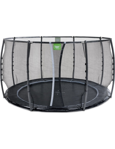 EXIT Dynamic ground level trampoline ø366cm with safety net - black