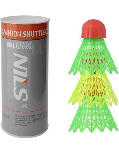 Greitojo badmintono plunksniukai Nils NBL6593, nailonas, LED, 3 vnt.