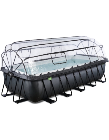 EXIT Black Leather pool 540x250x122cm with sand filter pump and dome - black