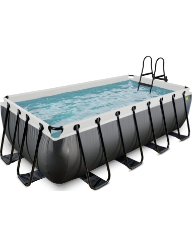 EXIT Black Leather pool 400x200x100cm with sand filter pump - black