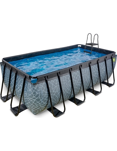 EXIT Stone pool 400x200x122cm with sand filter pump - grey