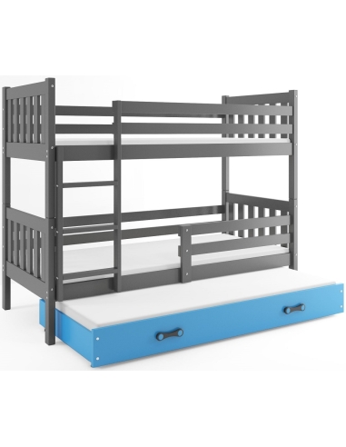 Bunk Bed For Children CARINO - Grafit-Blue, Triple, 190x80cm