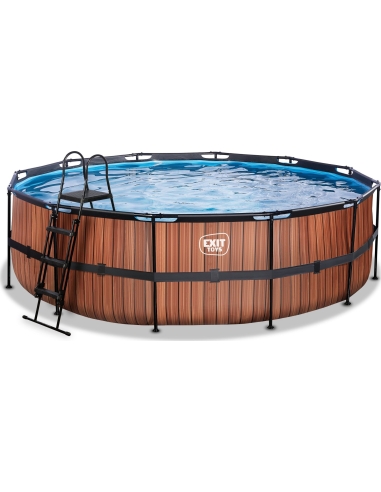 EXIT Wood pool ø488x122cm with sand filter pump - brown